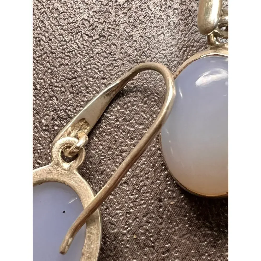 NEW Blue chalcedony sterling silver drop earrings 4.85 grams